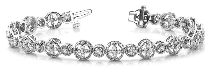 Platinum White Diamond Vintage Bracelet