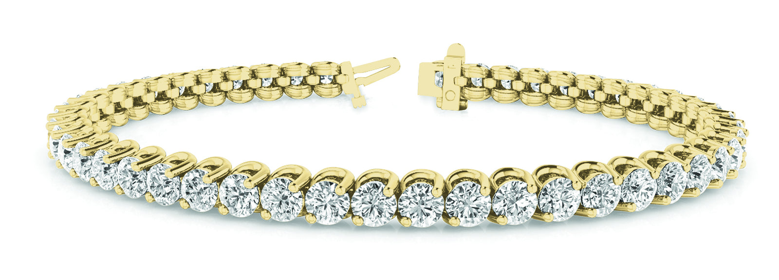 14K Yellow Gold 2ctw Round Diamond Tennis Bracelet