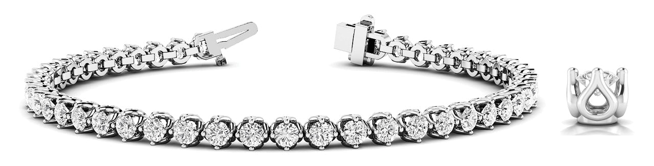 Round Diamond Tennis Line Bracelet