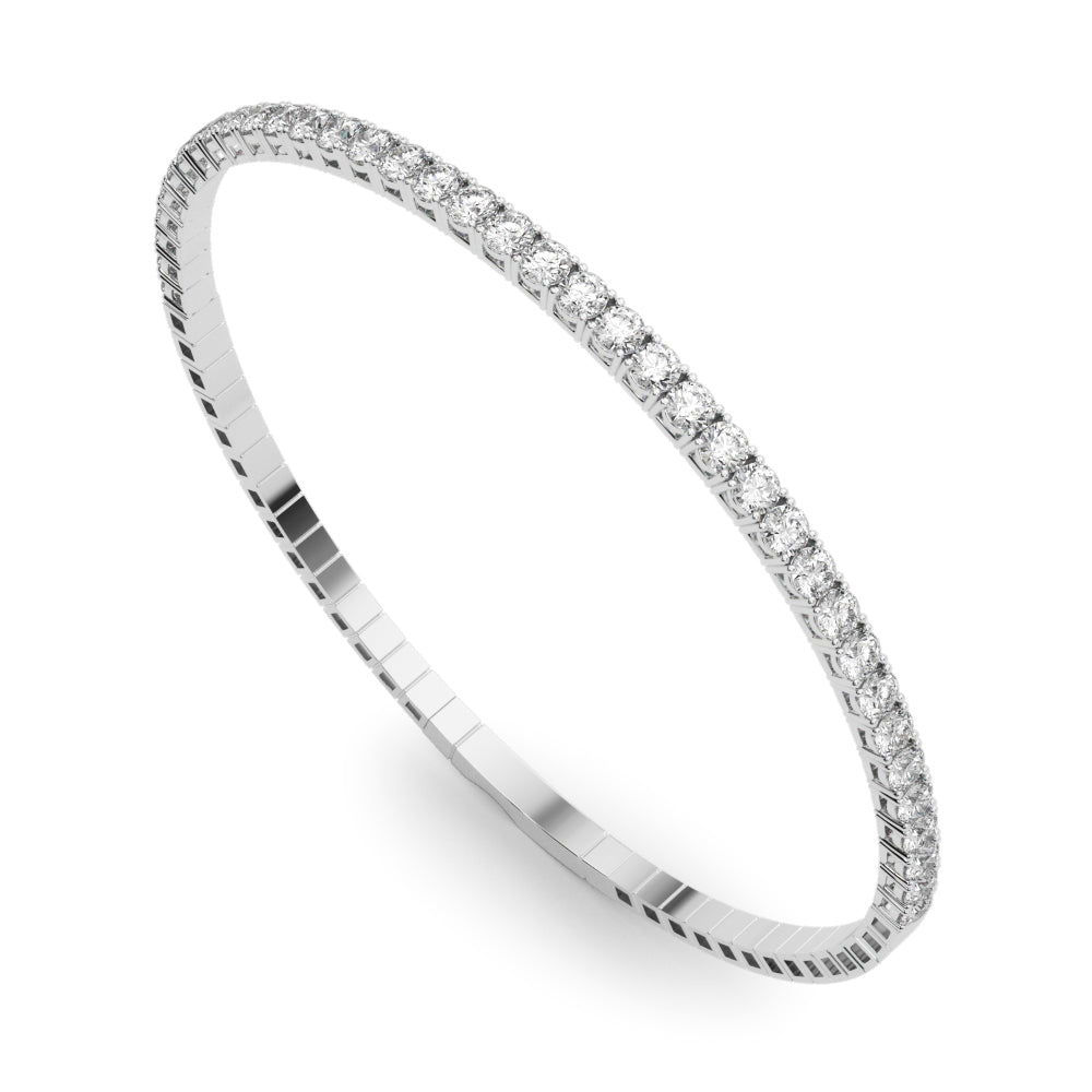 18K White Gold 7/8 ct Diamond Flex Bangle