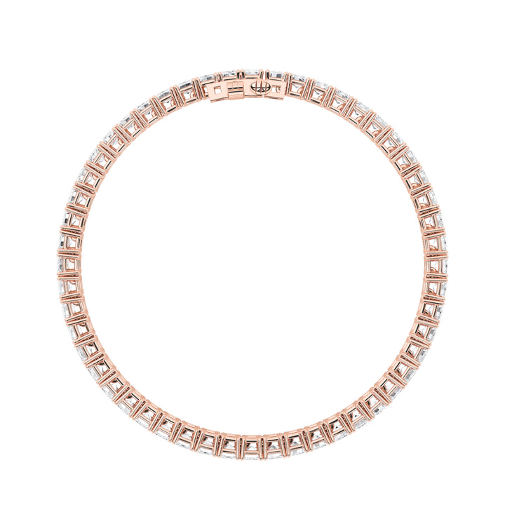 10Cttw Emerald Shaped Lab Grown Diamond (F/VS) East West Line Bracelet in 14K Gold