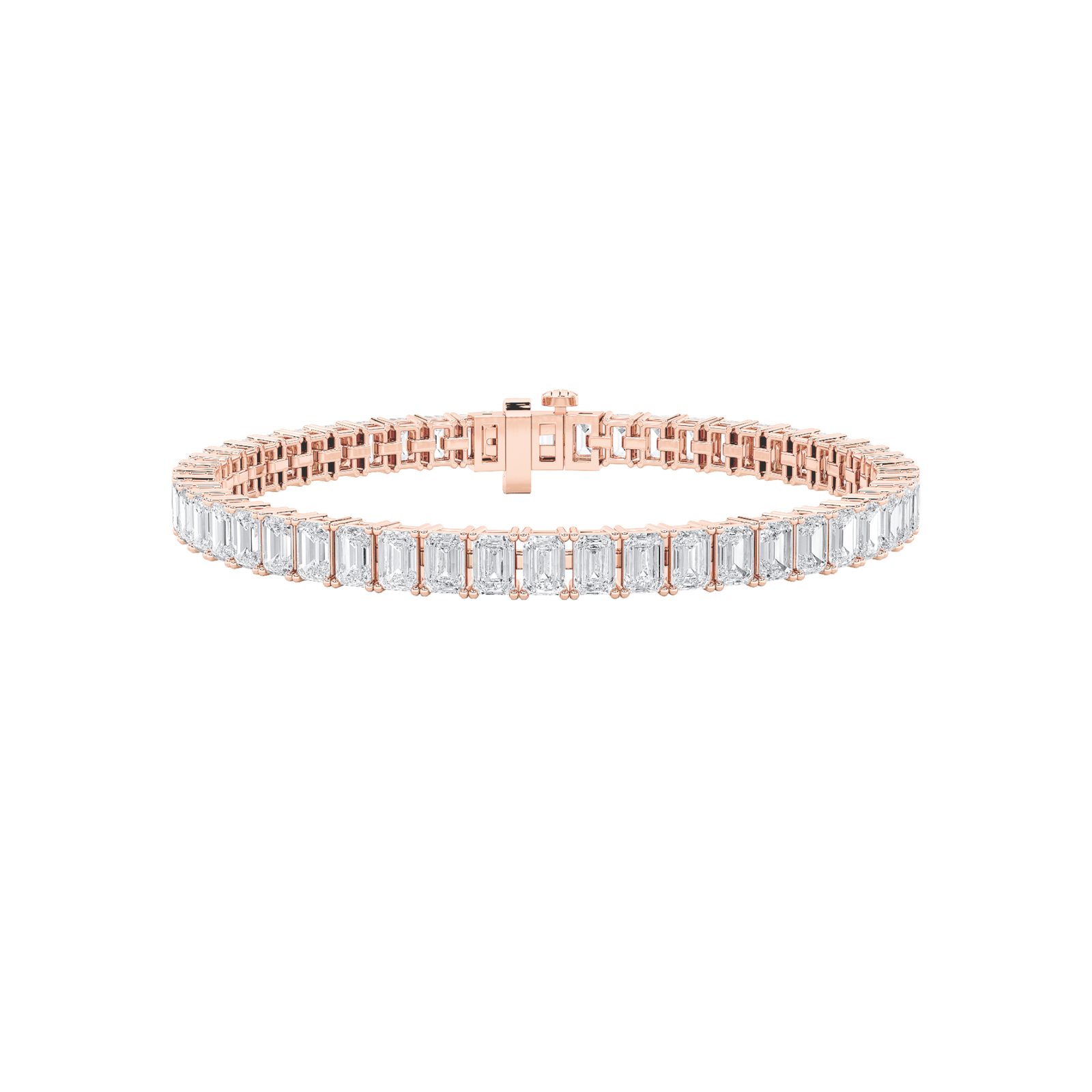 15Cttw Emerald Shaped Lab Grown Diamond (F/VS) East West Line Bracelet in 14K Gold