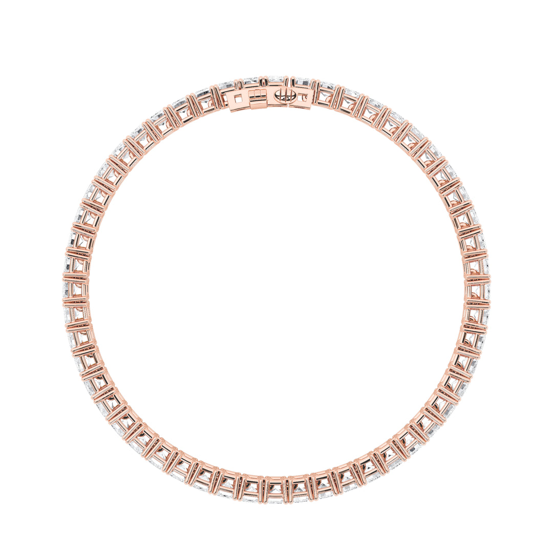 15Cttw Emerald Shaped Lab Grown Diamond (F/VS) East West Line Bracelet in 14K Gold