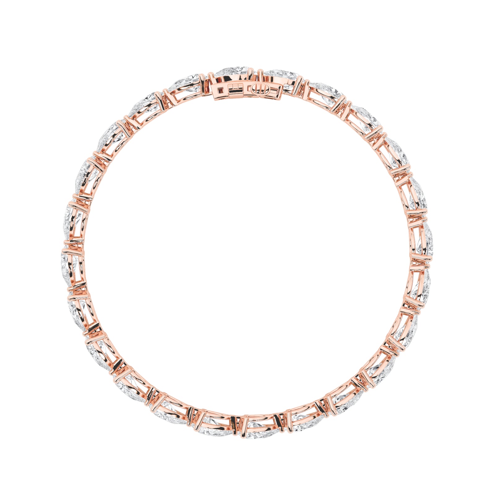 10Cttw Pear Shaped Lab Grown Diamond (F/VS) Fancy Line Bracelet in 14K Gold