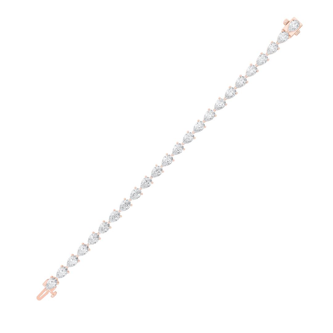 10Cttw Pear Shaped Lab Grown Diamond (F/VS) Fancy Line Bracelet in 14K Gold