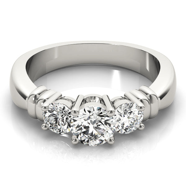 18K White Gold 1 ct Diamond Three-Stone Engagement Ring