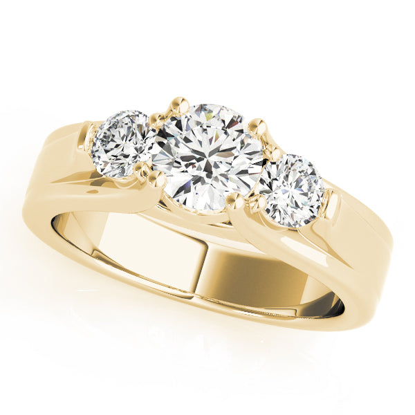 18K Yellow Gold 1 ct Diamond Three-Stone Engagement Ring