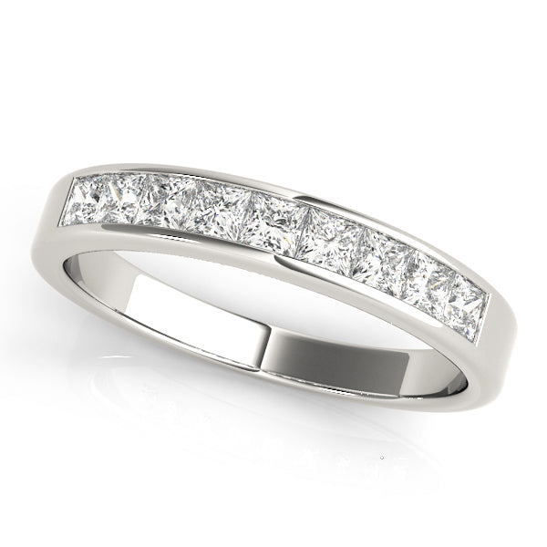 14K White Gold Square Diamond Wedding Ring