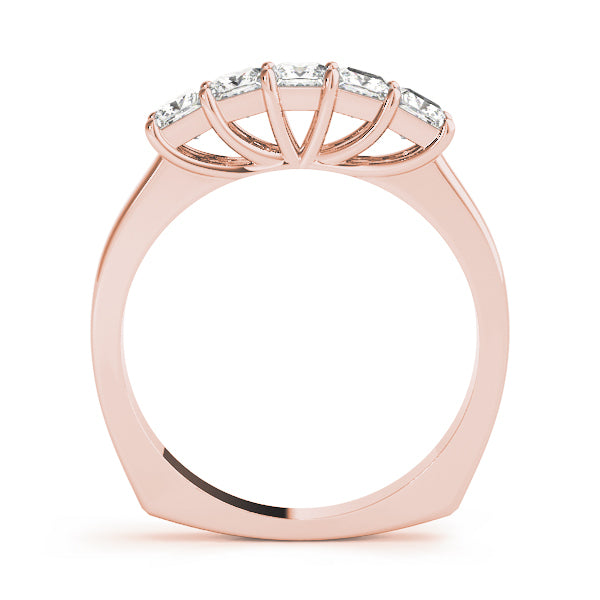 18K Rose Gold Square Diamond Wedding Ring