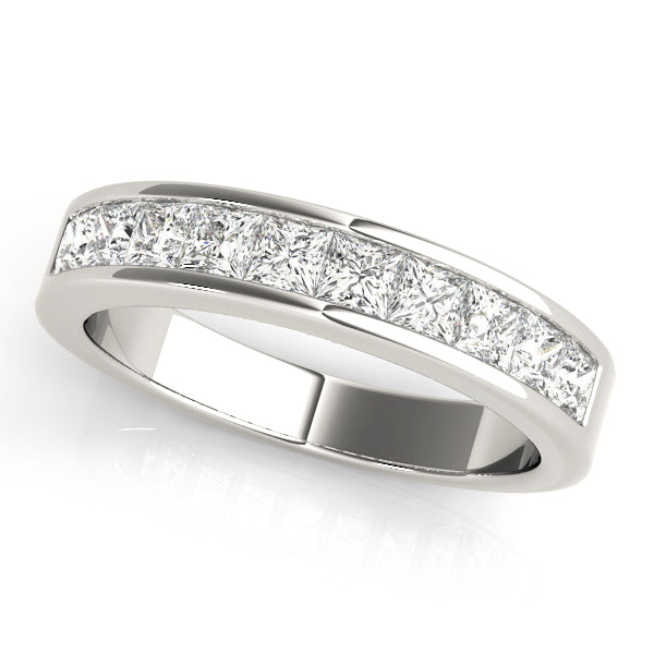 Multi-Diamond Square Cut Wedding Ring