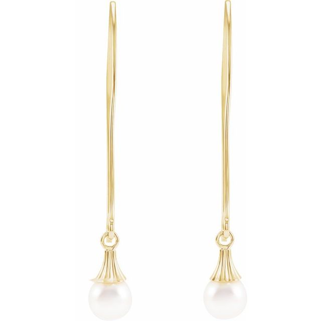 Dangle Wire Pearl Earrings