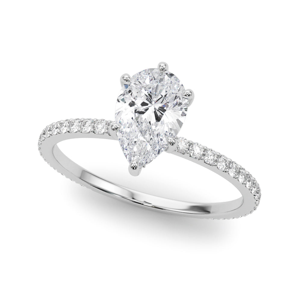 Diamond Halo Engagement Ring with Accent Stones