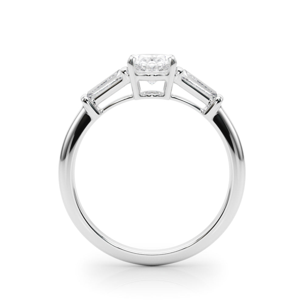 Oval Diamond Engagement Ring with Baguette Accents