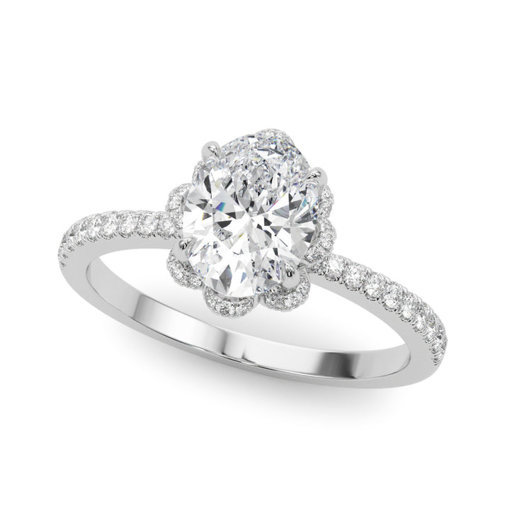Platinum Oval Diamond Halo Engagement Ring