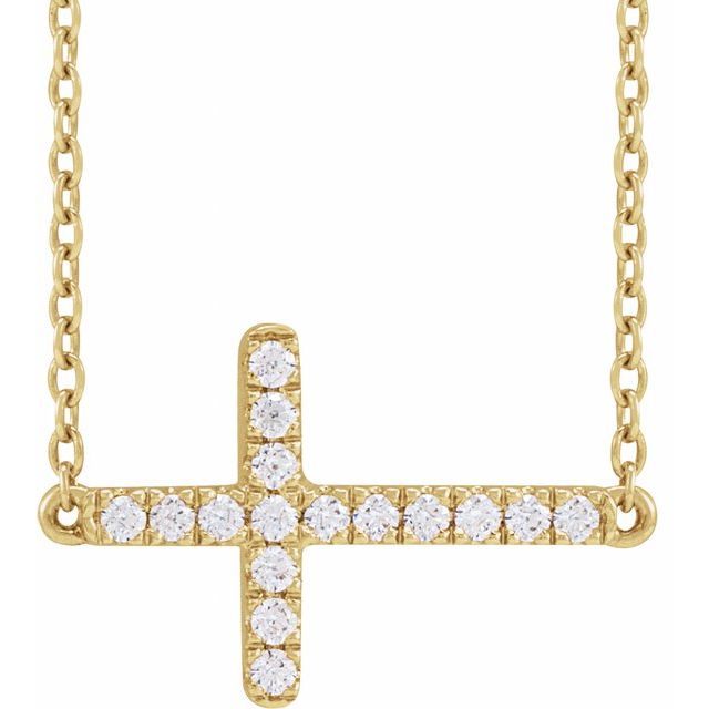 Lab-Grown Diamond Sideways Cross Necklace