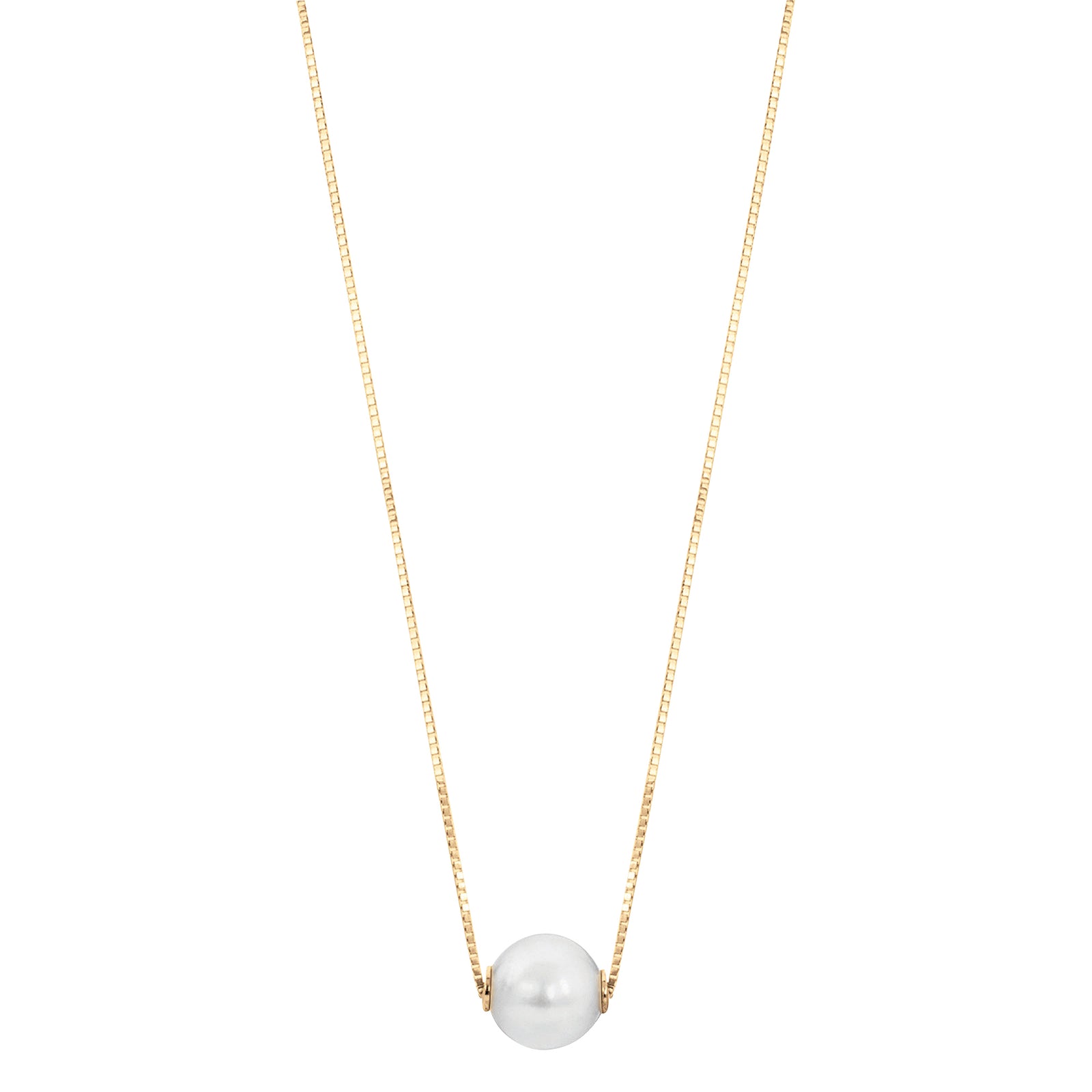 14KT Yellow Gold Akoya Pearl Solitaire Necklace