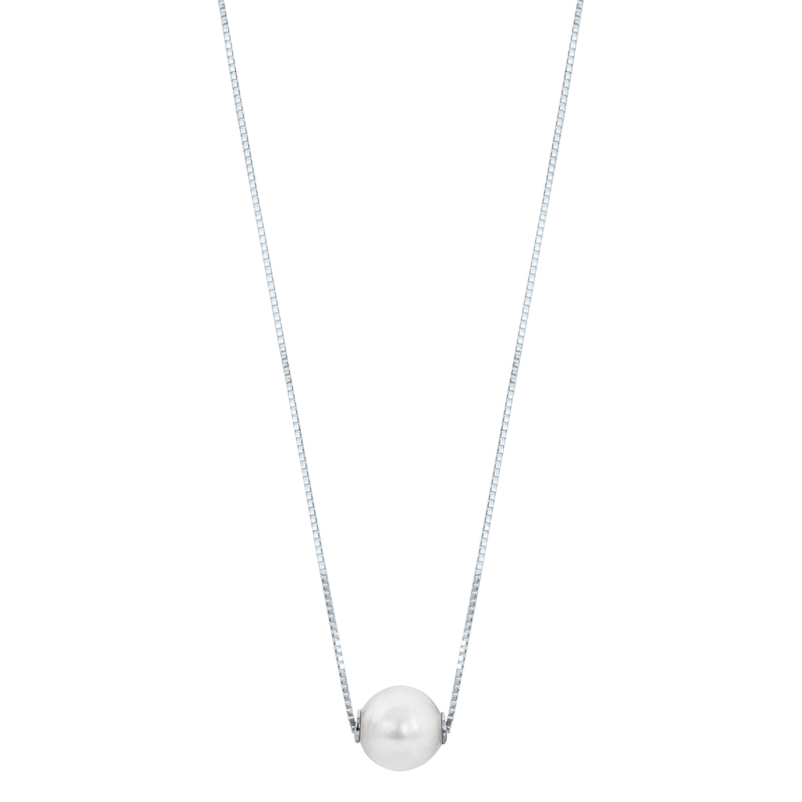 14KT White Gold Akoya Pearl Solitaire Necklace