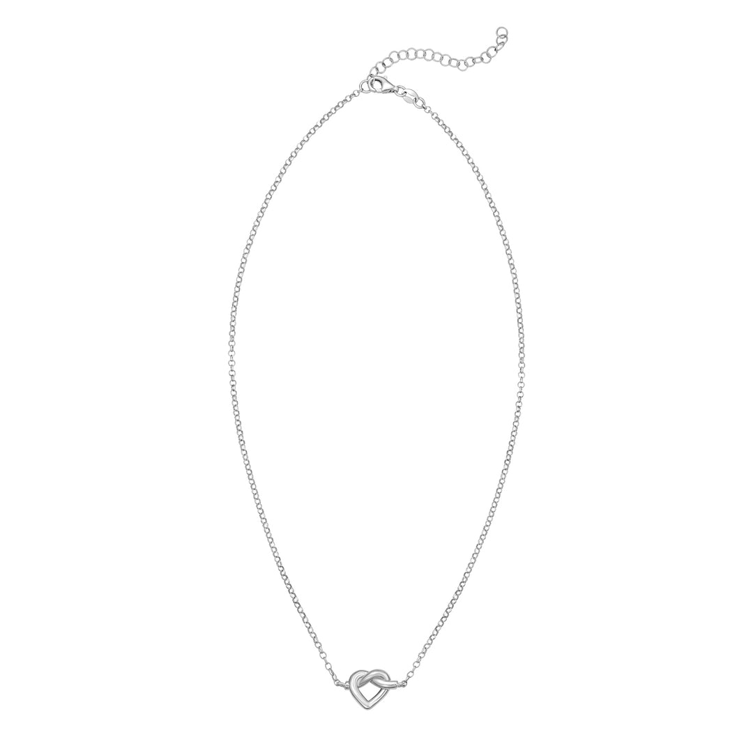 Silver Stationed Open Knot Heart on Rolo Necklace