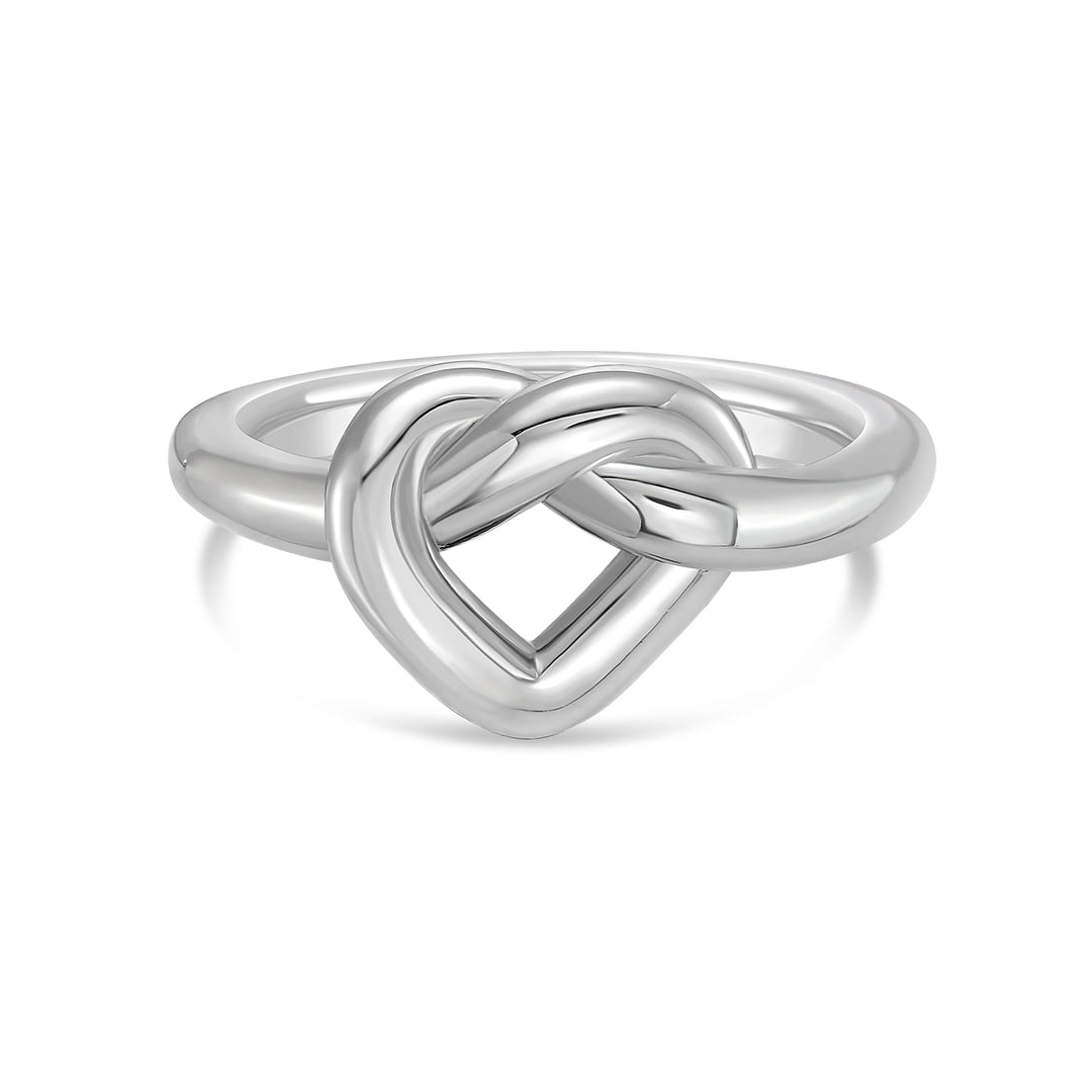Silver Open Heart Knot Ring