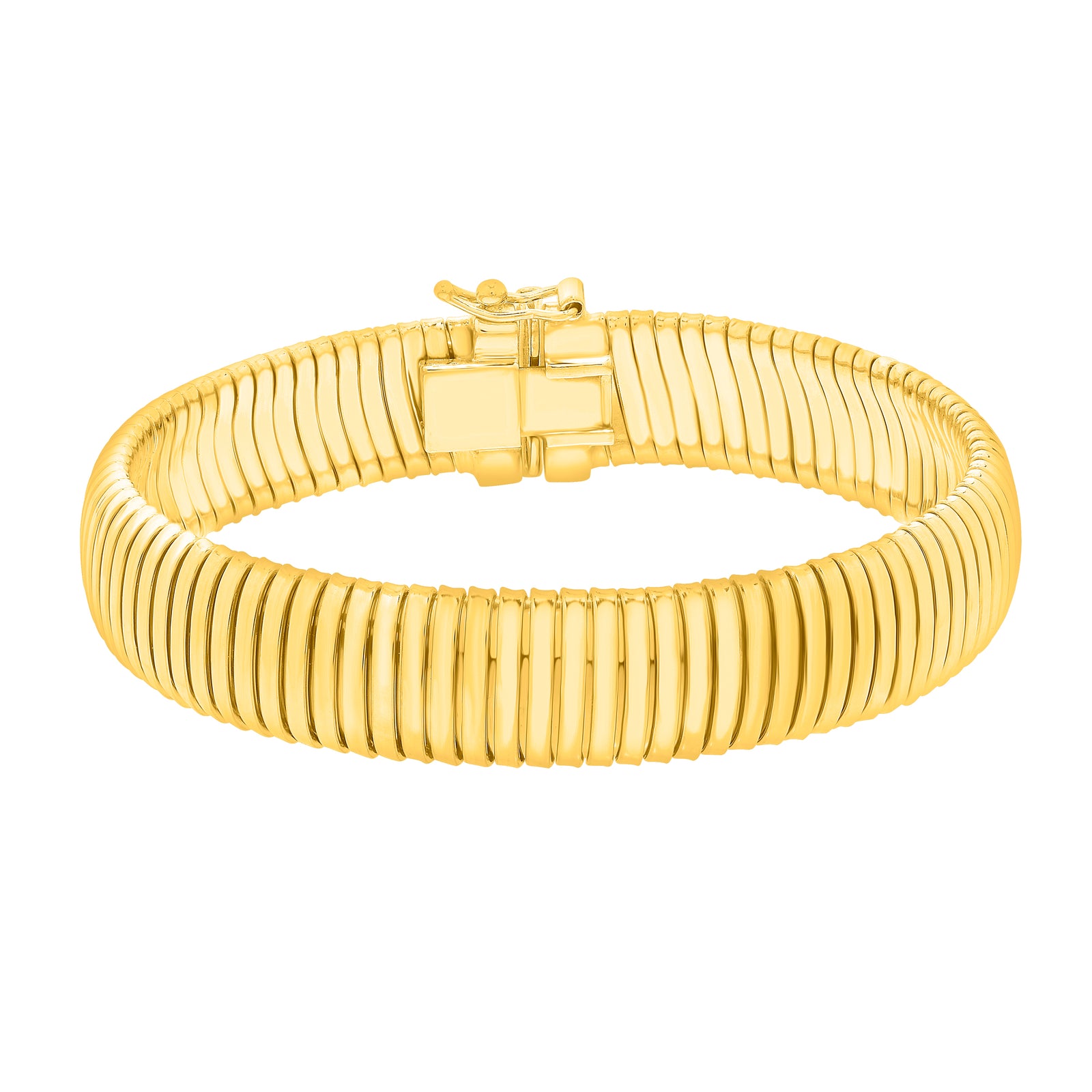 Gold Over Silver Tubogas 7"" 12mm Bracelet