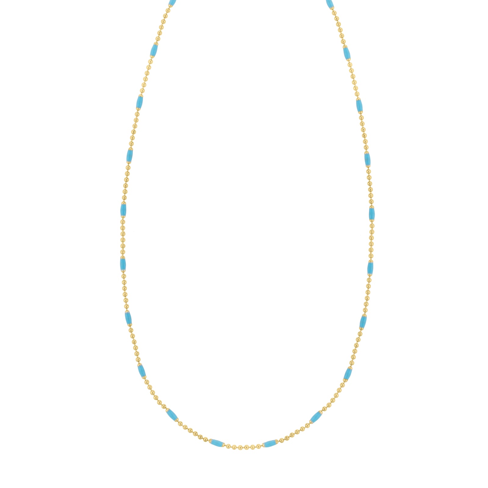 Gold Over Silver Enamel Beaded Chain Necklace