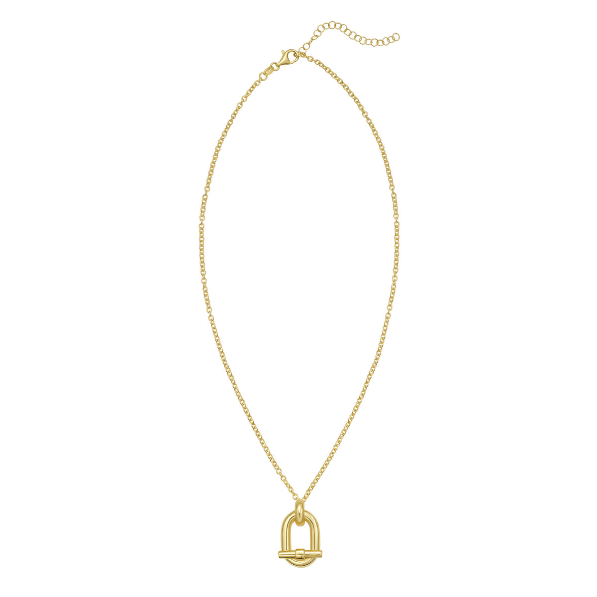 Gold Over Silver Open Oval Cable Link Necklace