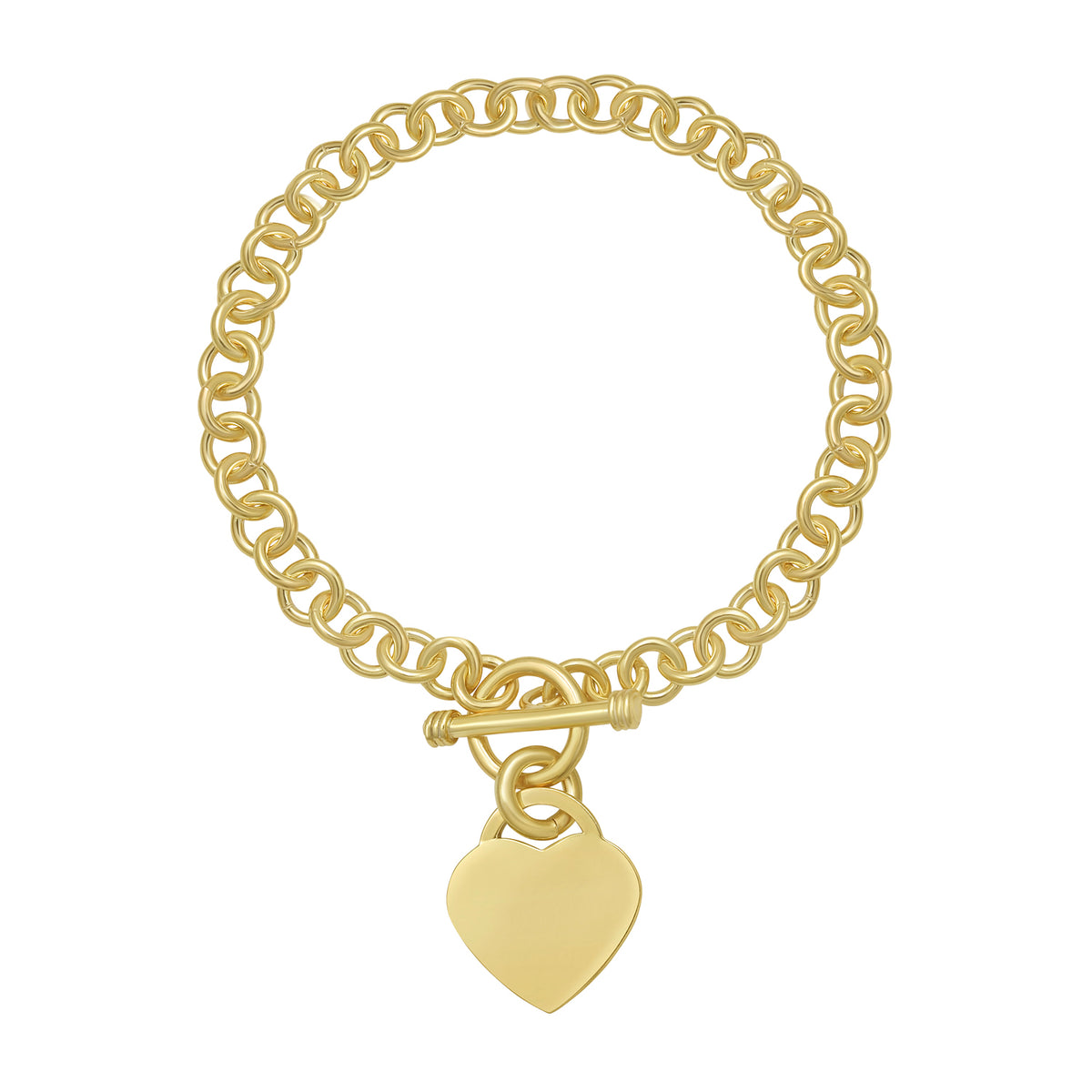 Gold Over Silver Small Heart Toggle Bracelet