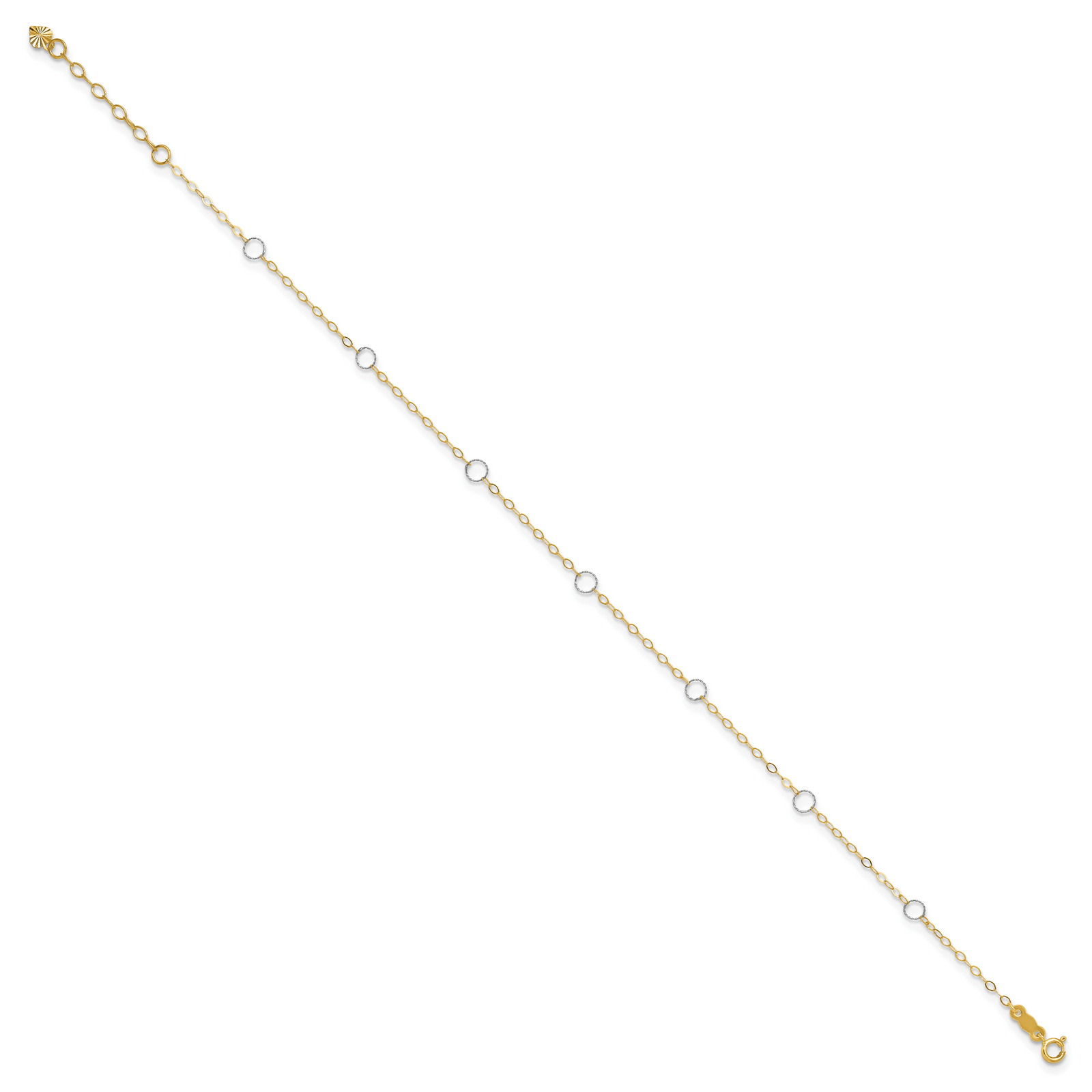 14k Two-Tone Circle 9in Plus 1in ext  Anklet