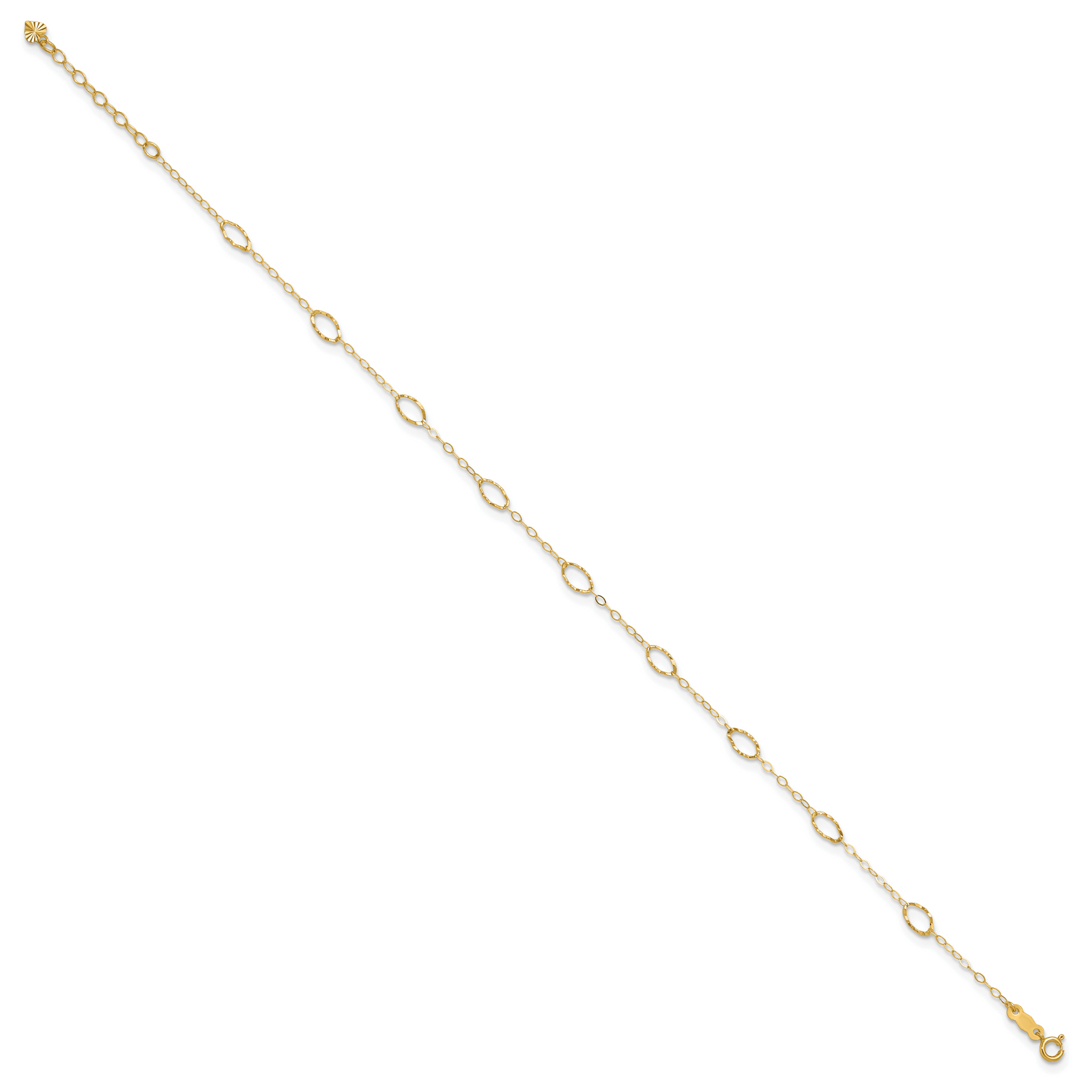 14k Oval Shapes 9in Plus 1in ext Anklet