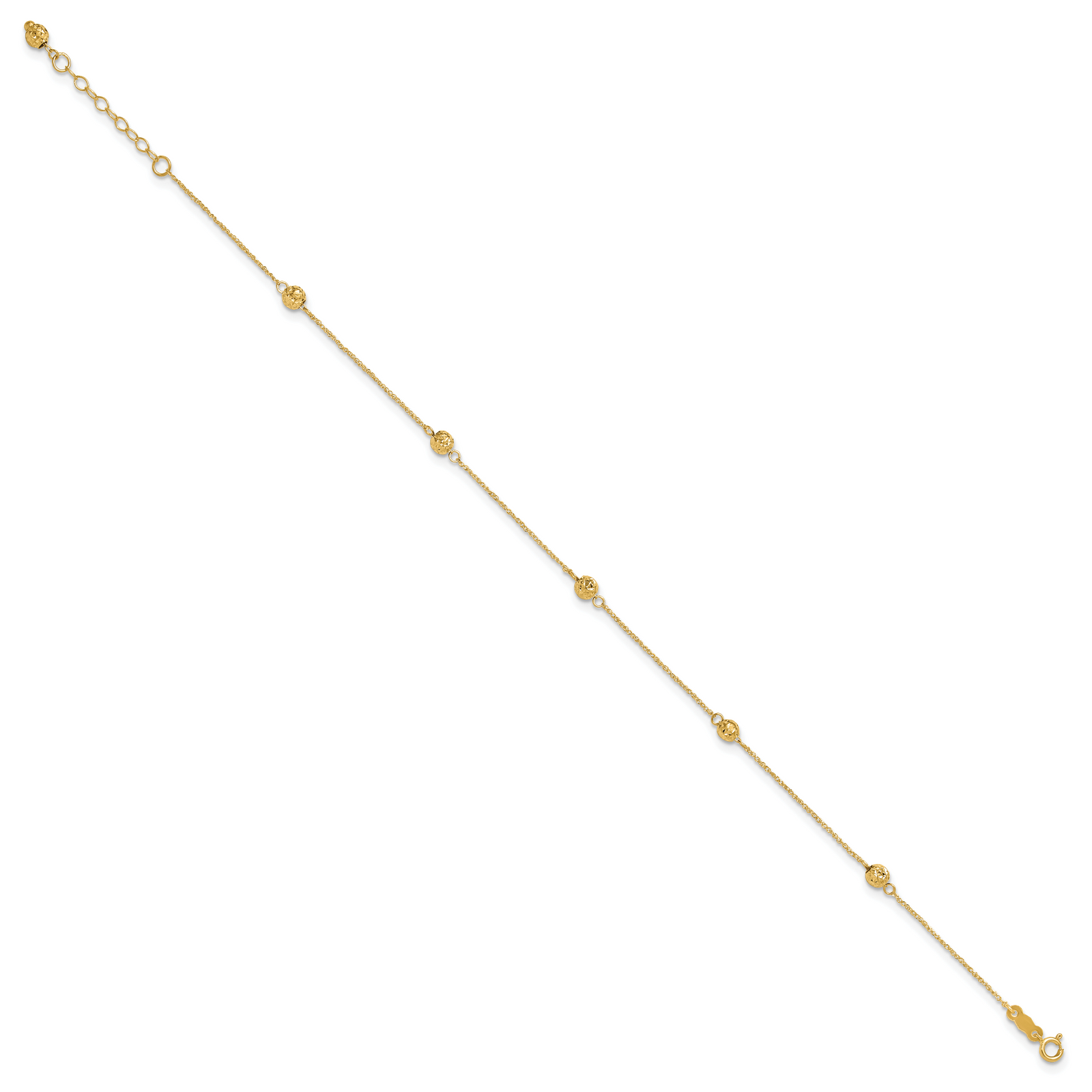 14k Diamond-cut Bead w/ 1in ext. Anklet