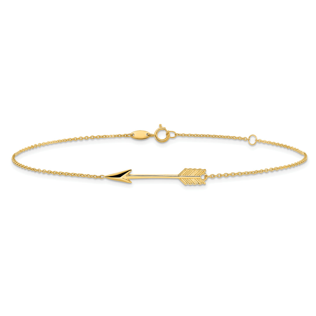 14K Polished Arrow 9in Plus 1in ext. Anklet