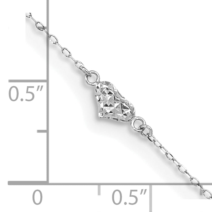 14k Two-tone Polished D/C Triple Hearts 9in w/1in. Ext. Anklet