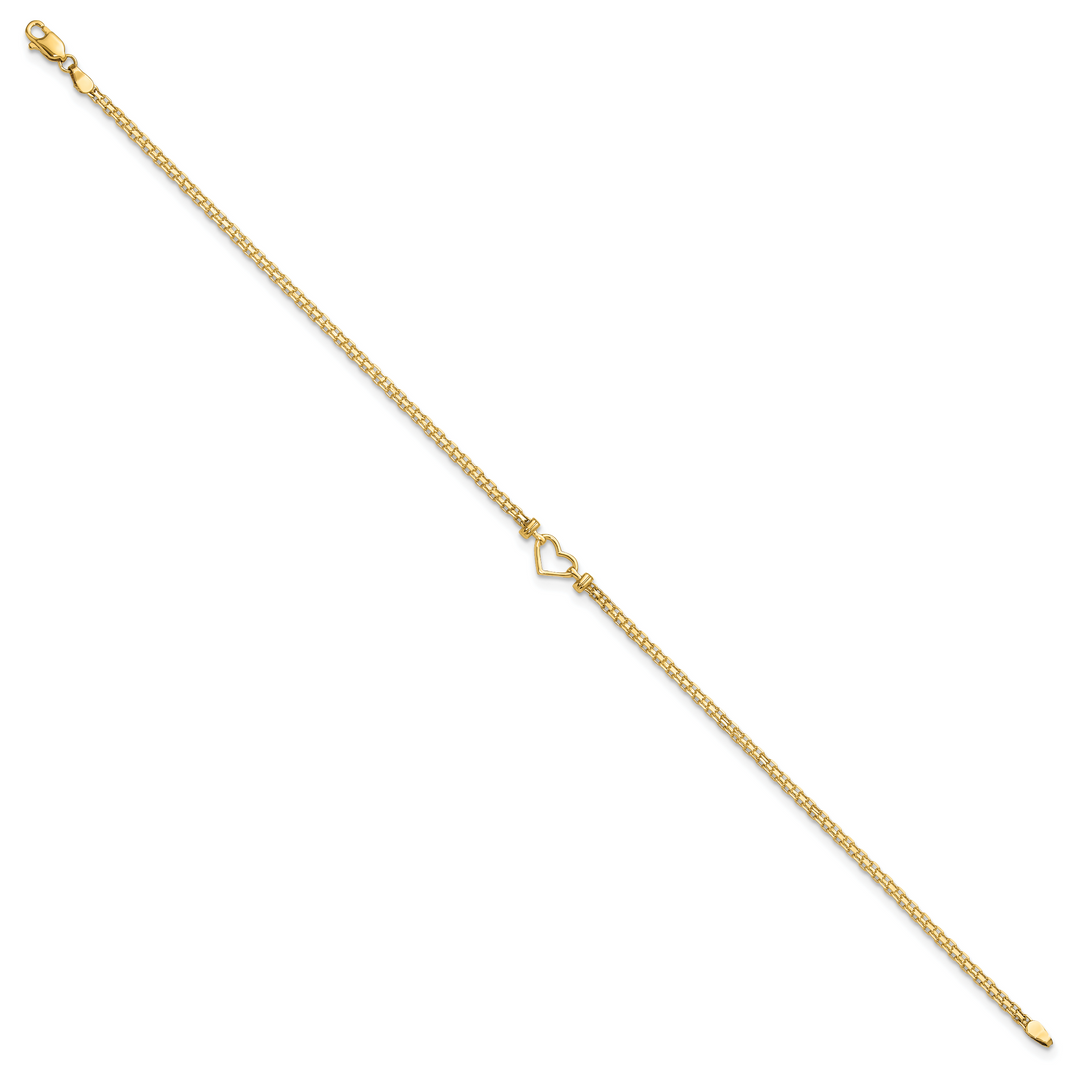 14k Fancy Heart 9inch Anklet
