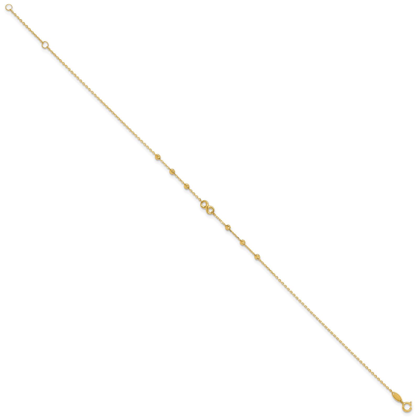 14K Infinity Symbol 10in Plus 1in ext. Anklet