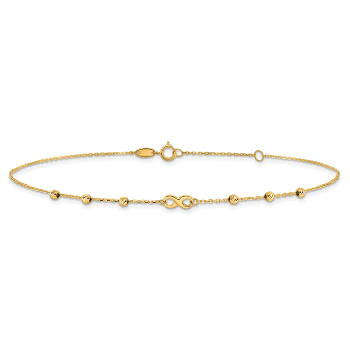 14K Infinity Symbol 10in Plus 1in ext. Anklet