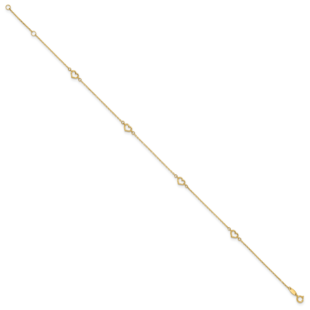 14K Heart 10in Plus 1in ext. Anklet