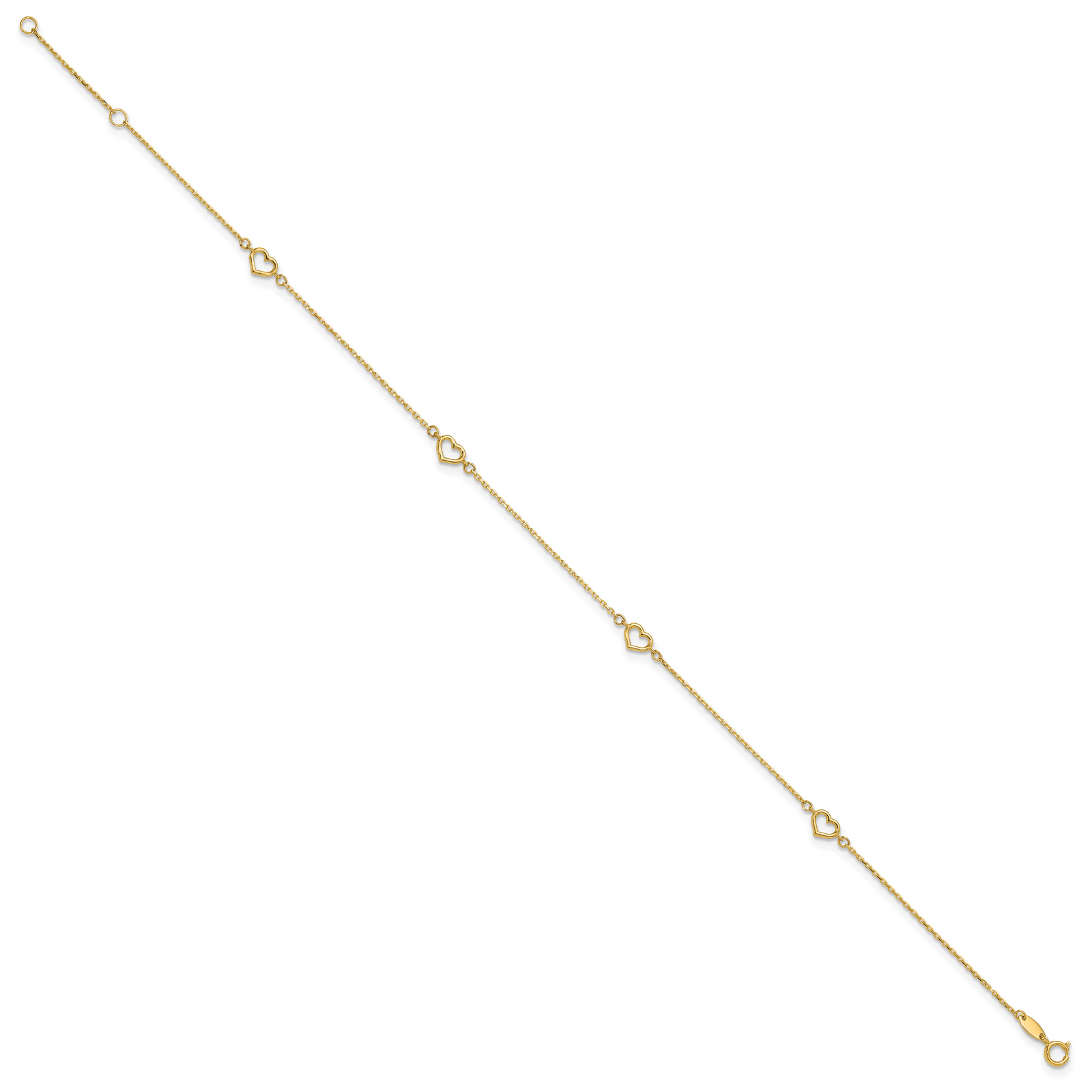 14K Heart 10in Plus 1in ext. Anklet