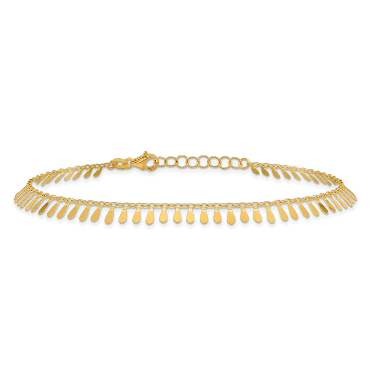14K Polished Fancy 9in Plus 1 in ext. Anklet