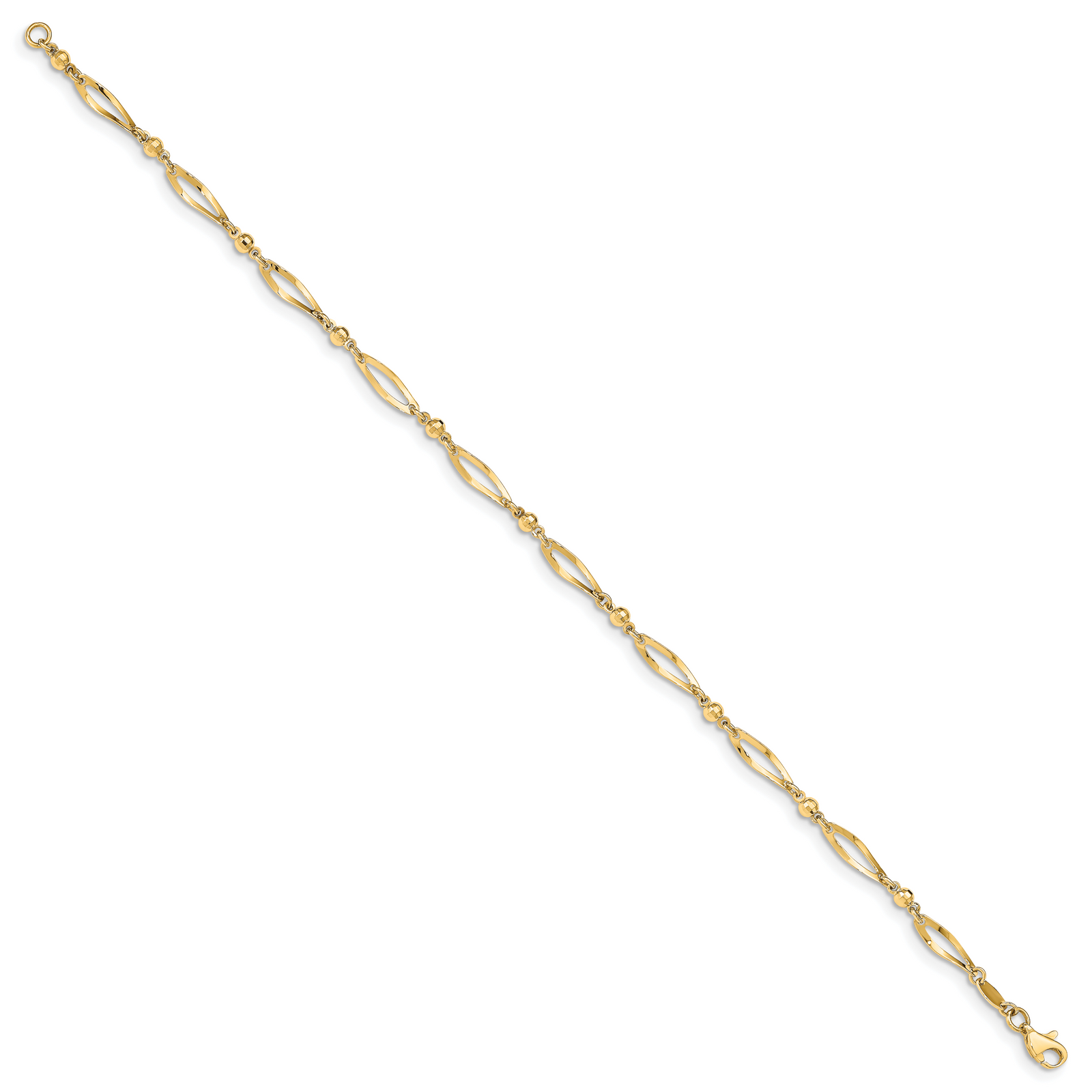 14k Polished and Diamond-cut 9in  Anklet
