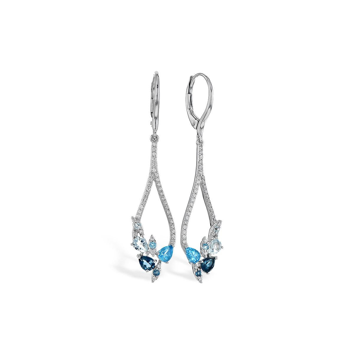 14KT Gold Blue Topaz Earrings
