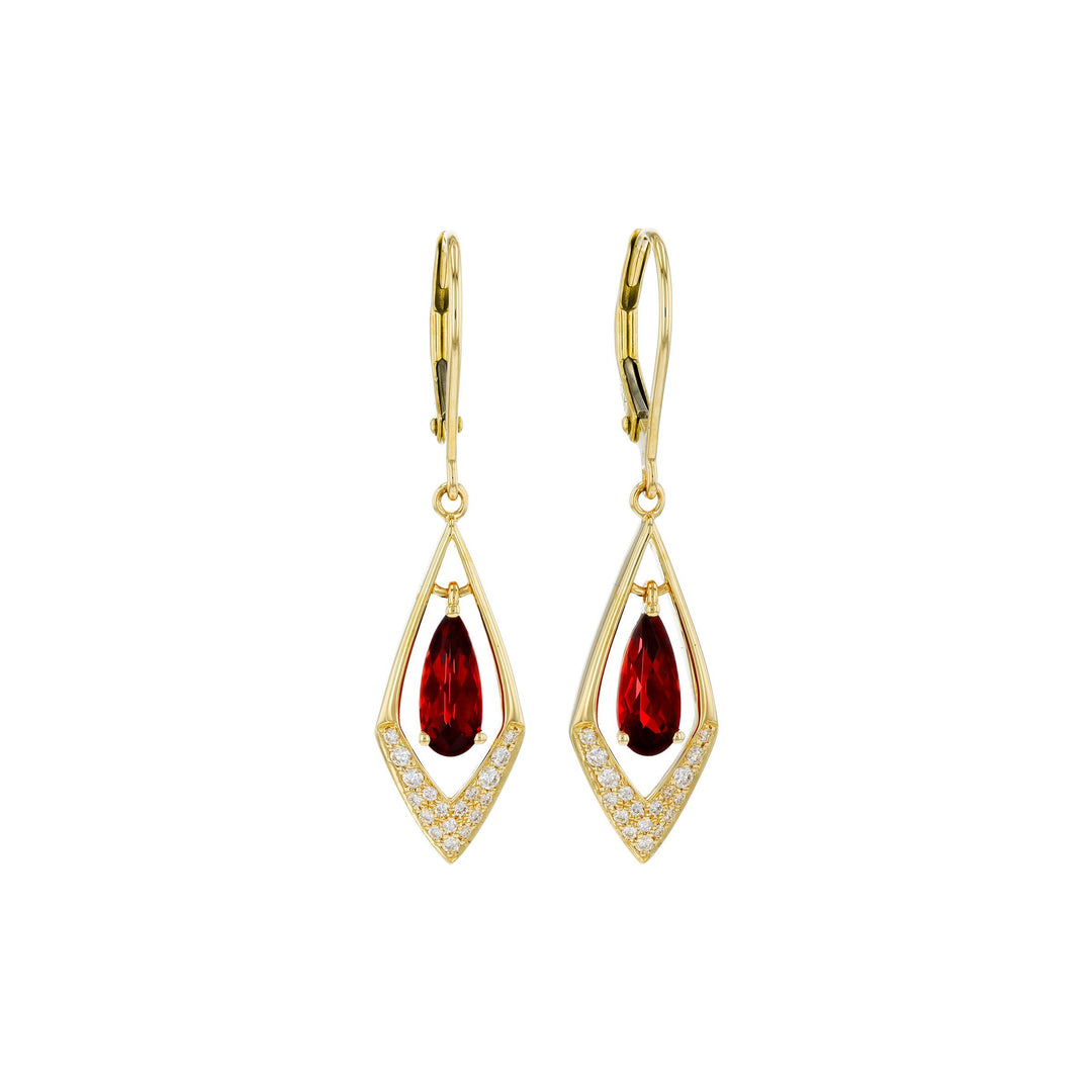 14KT Gold Garnet Earrings