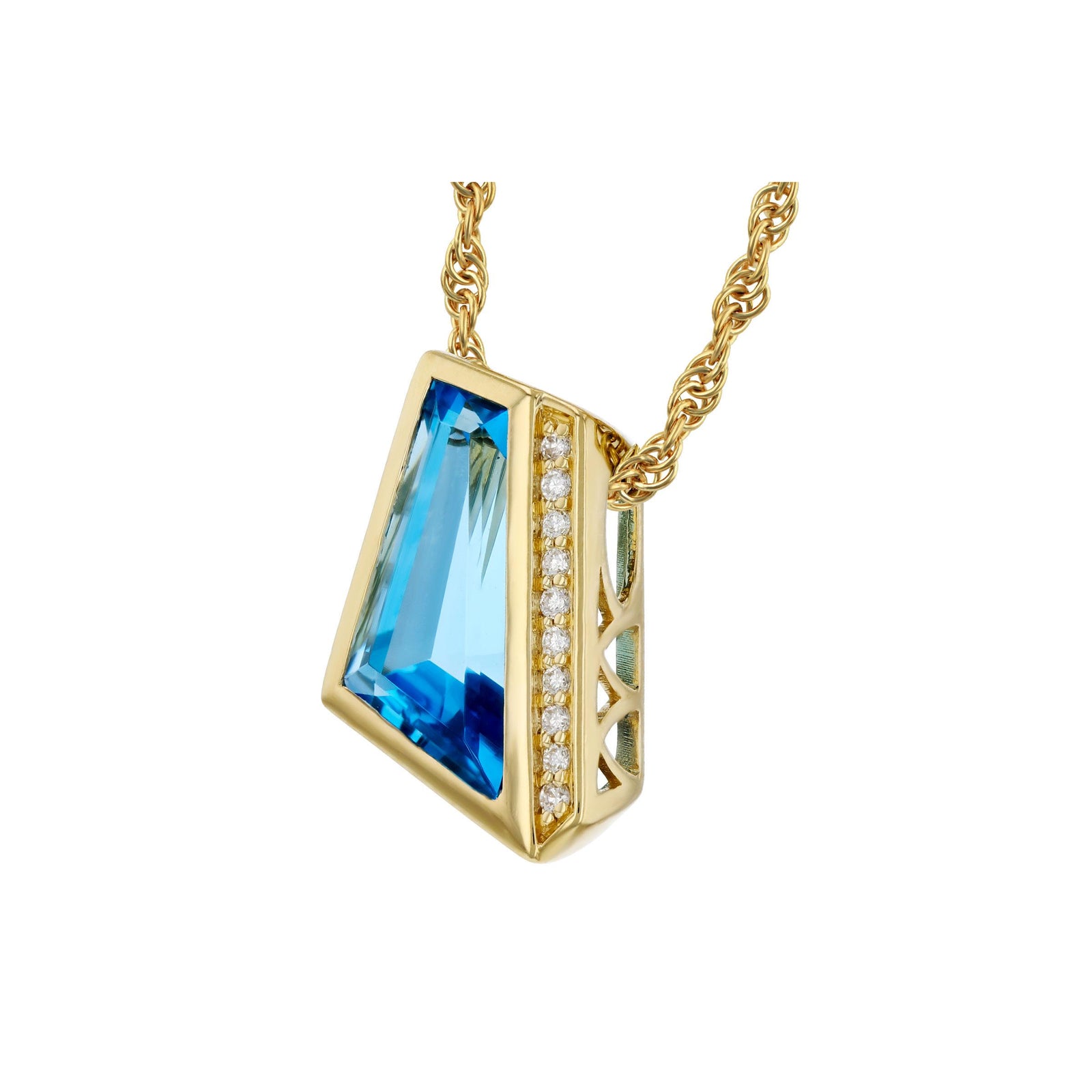 14KT Gold Blue Topaz Necklace