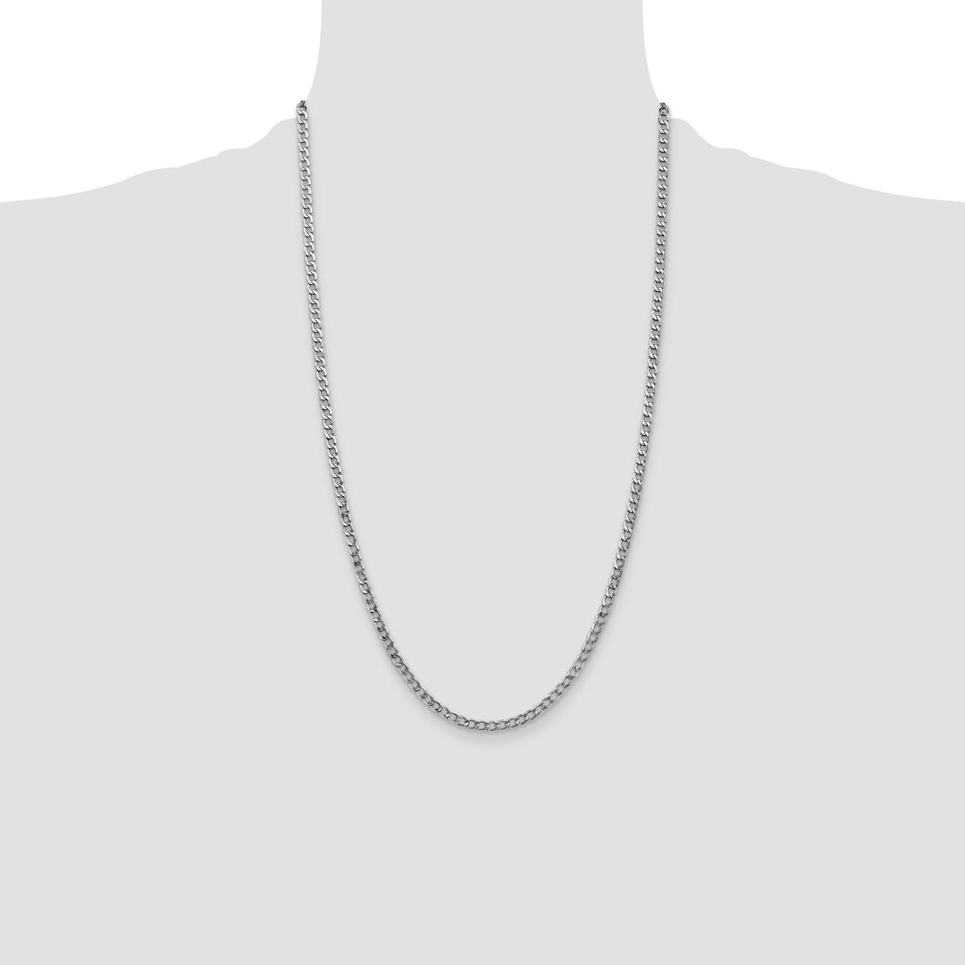 14k White Gold 3.35mm Semi-Solid Curb Chain