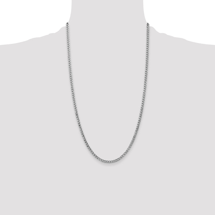 14k White Gold 3.35mm Semi-Solid Curb Chain