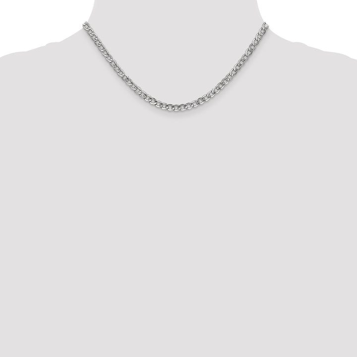 14k White Gold 4.3mm Semi-Solid Curb Chain
