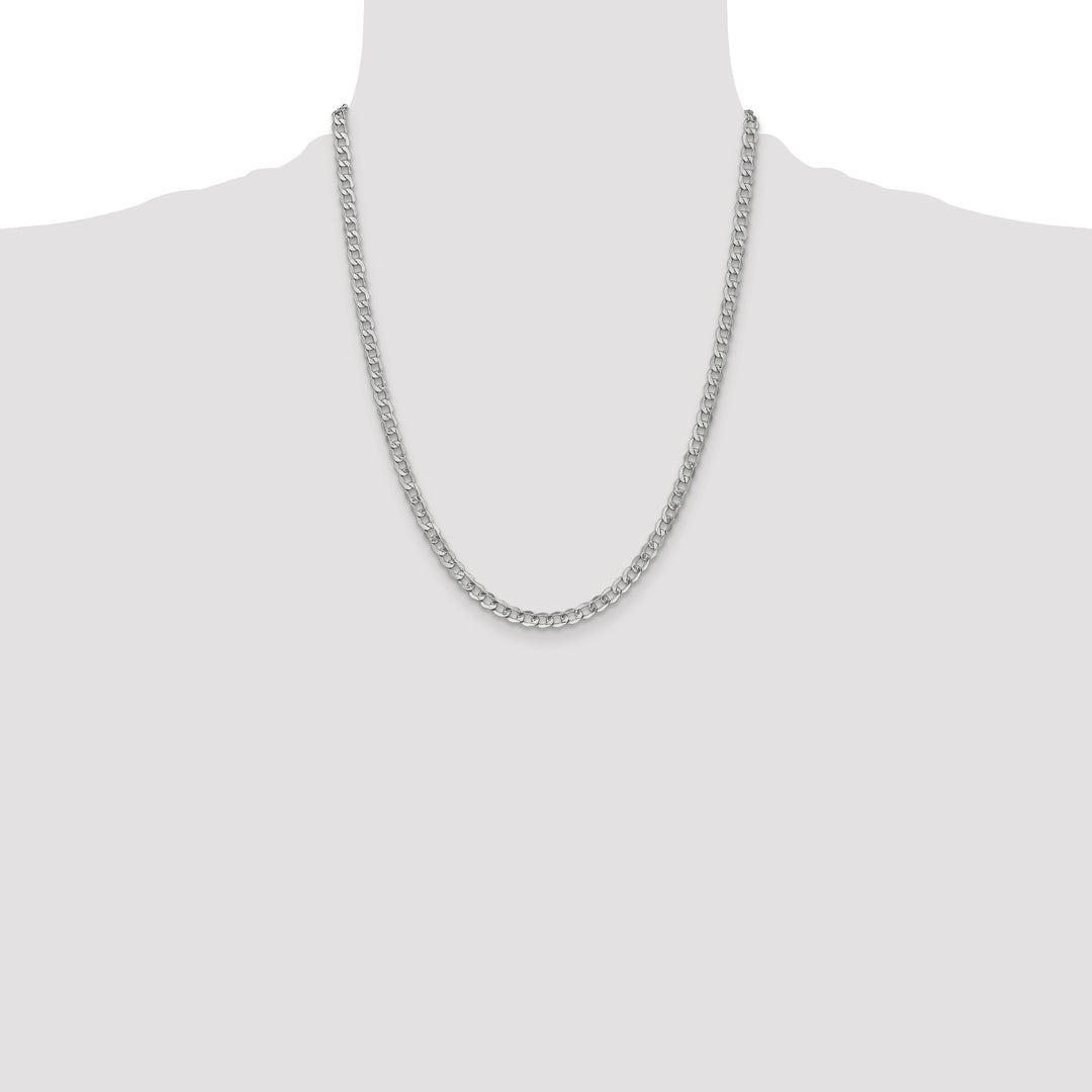 14k White Gold 4.3mm Semi-Solid Curb Chain