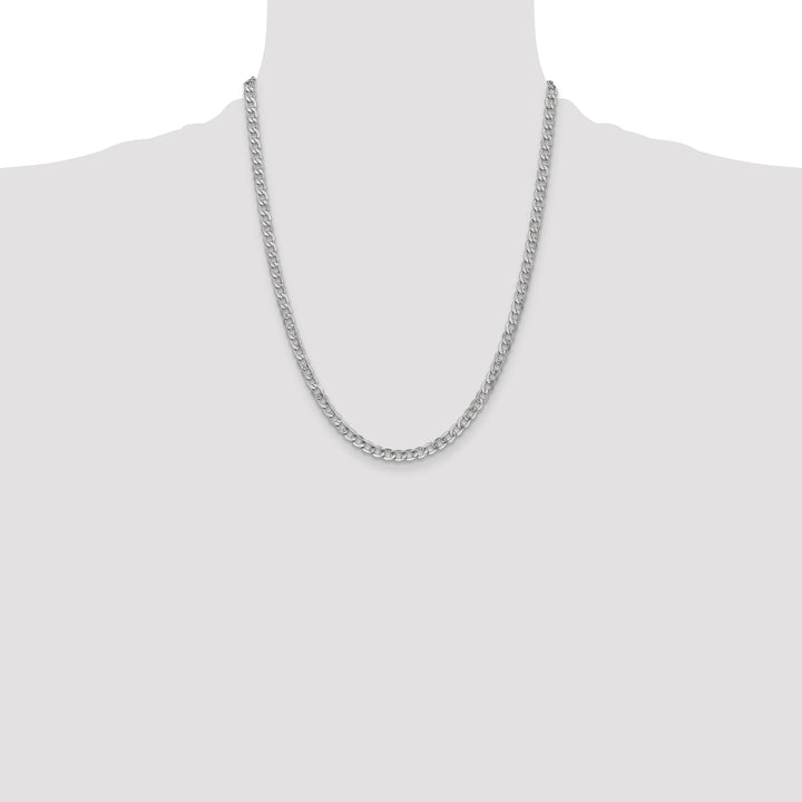 14k White Gold 4.3mm Semi-Solid Curb Chain