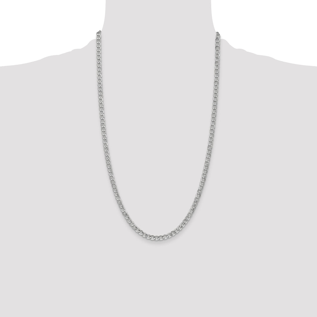 14k White Gold 4.3mm Semi-Solid Curb Chain