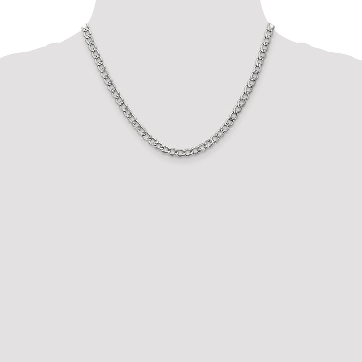 14k White Gold 5.25mm Semi-Solid Curb Chain
