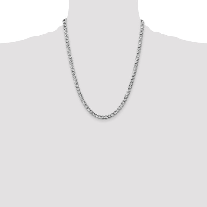 14k White Gold 5.25mm Semi-Solid Curb Chain